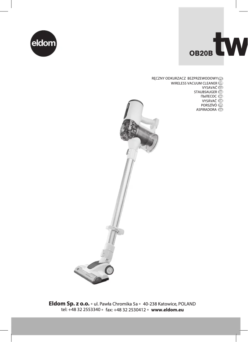 First page image of the manual for TWIST OB20B