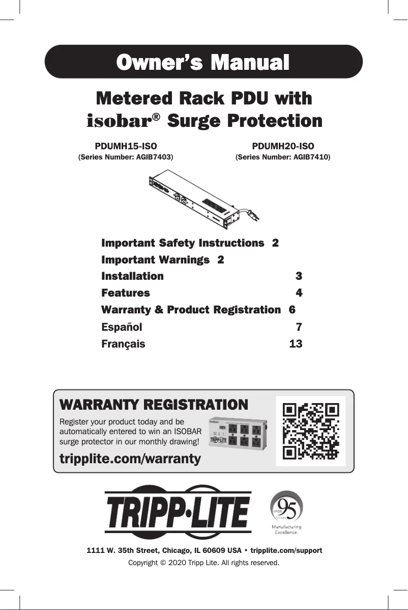 First page image of the manual for Isobar PDUMH20-ISO