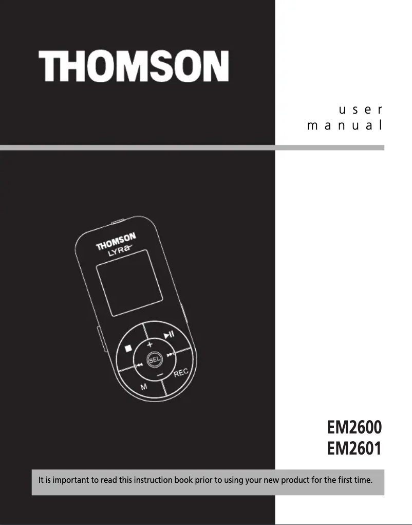 Page 1 of the manual User Manual Thomson EM2600