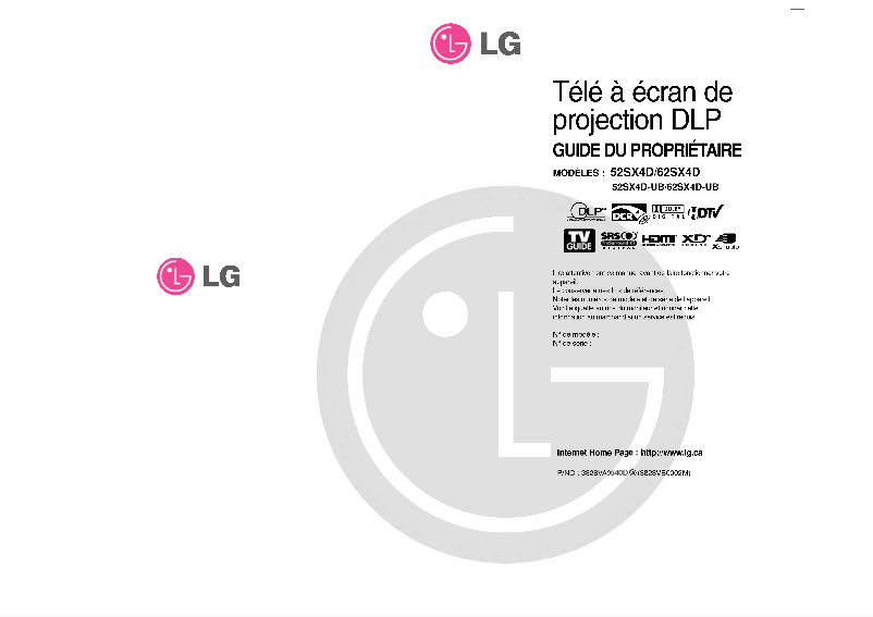 Page 1 of the manual User Manual LG 62SX4D