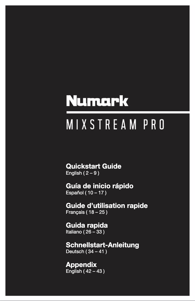 Page 1 of the manual User Manual Numark Mixstream Pro