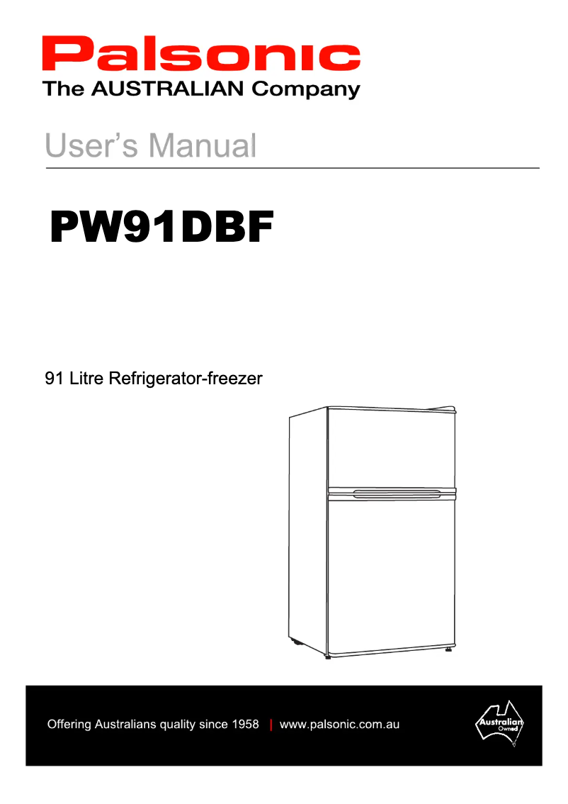 First page image of the manual for PW91DBF