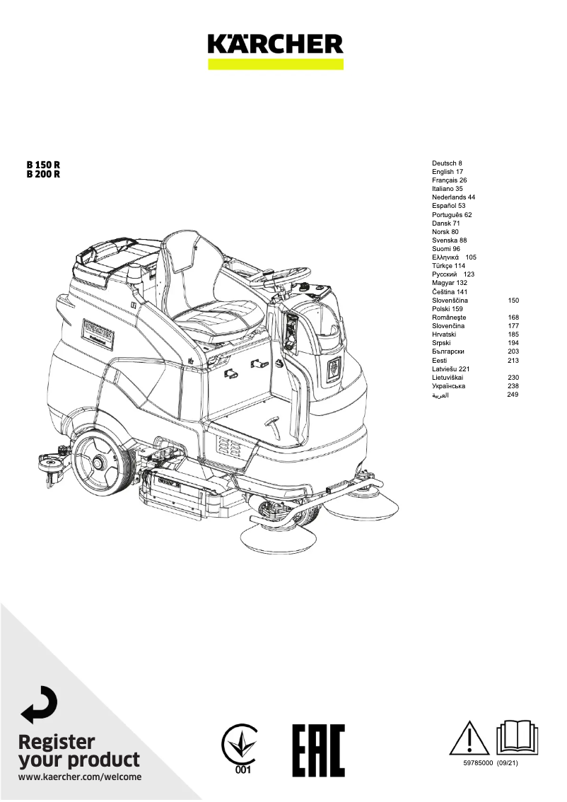 Page 1 of the manual User Manual Kärcher B 150 R Bp Pack