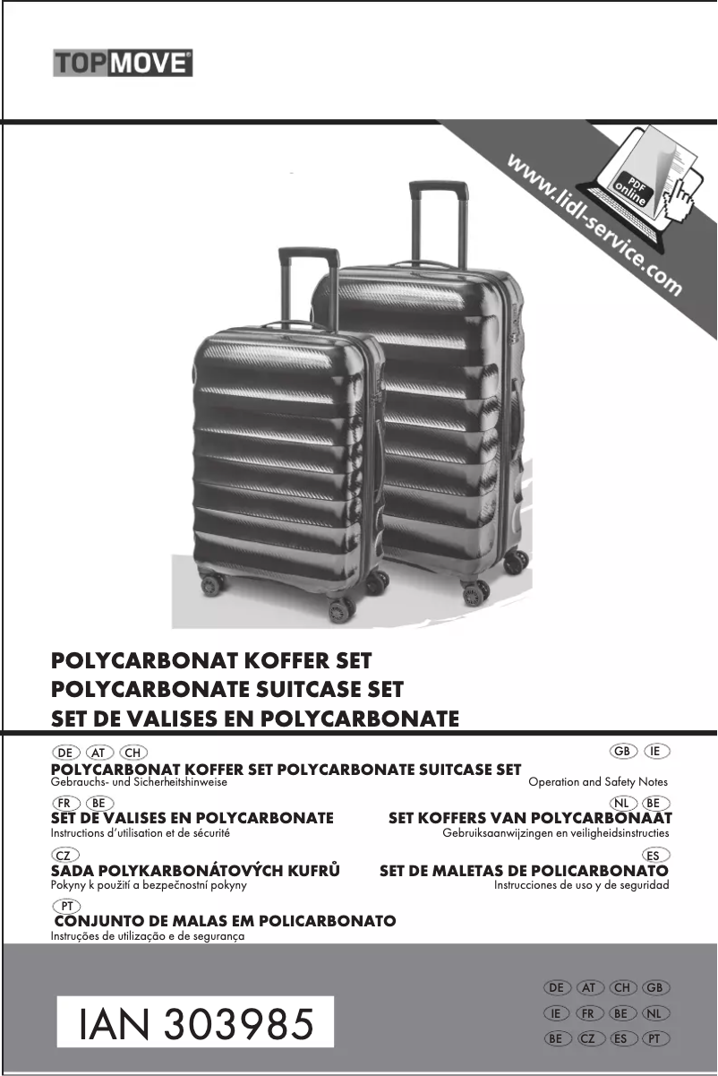 First page image of the manual for IAN 303985