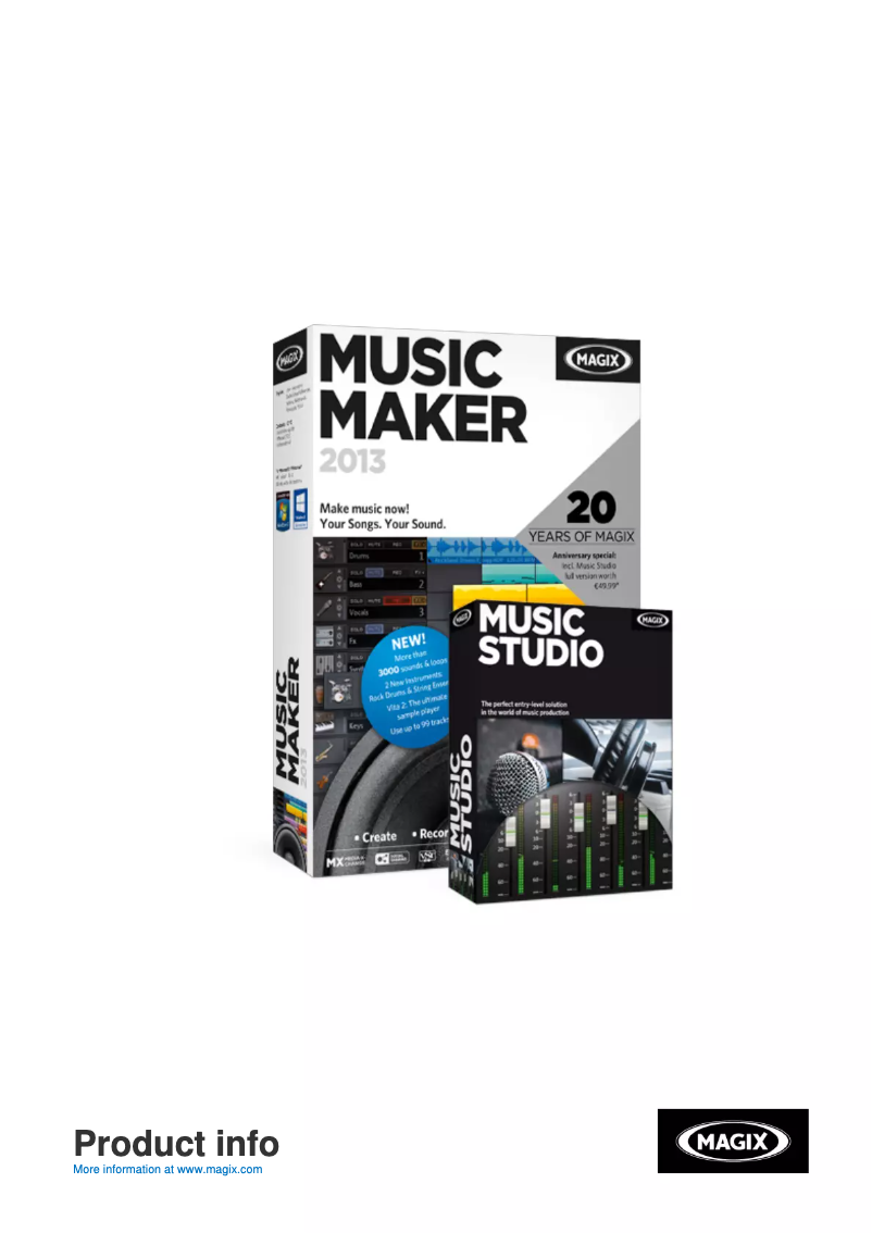 Page 1 of the manual User Manual Magix Music Maker Control 2013