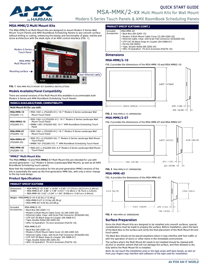 First page image of the manual for MSA-MMK-43