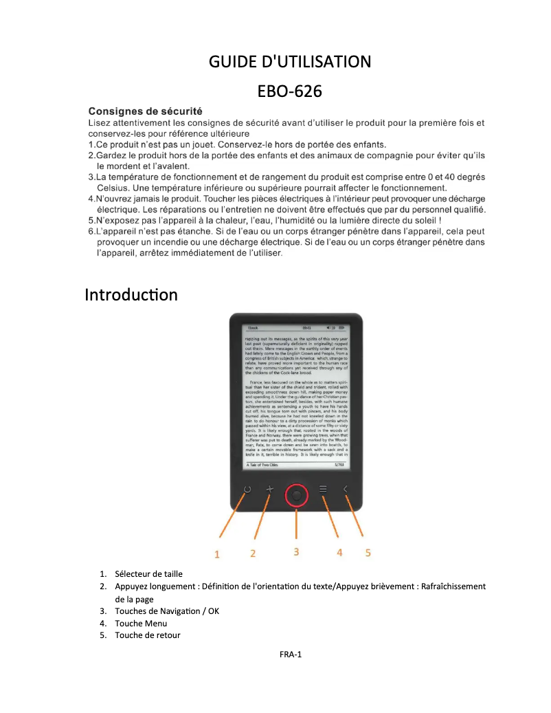 First page image of the manual for EBO-626