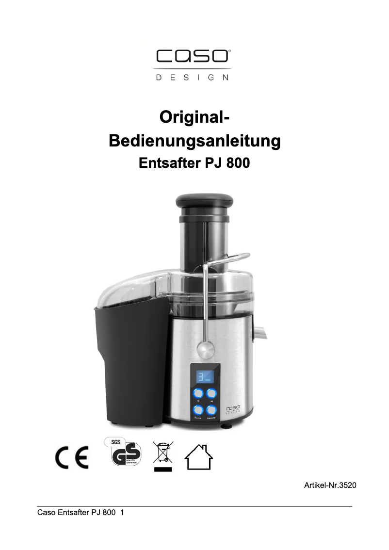 First page image of the manual for J800