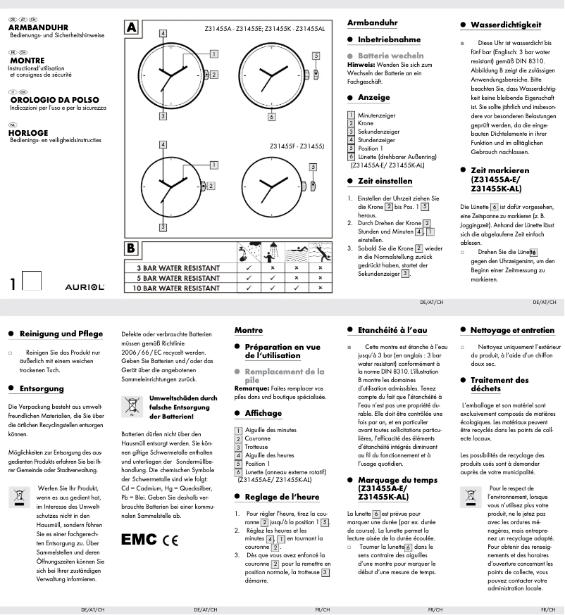 Page 1 of the manual User Manual Auriol Z31455K