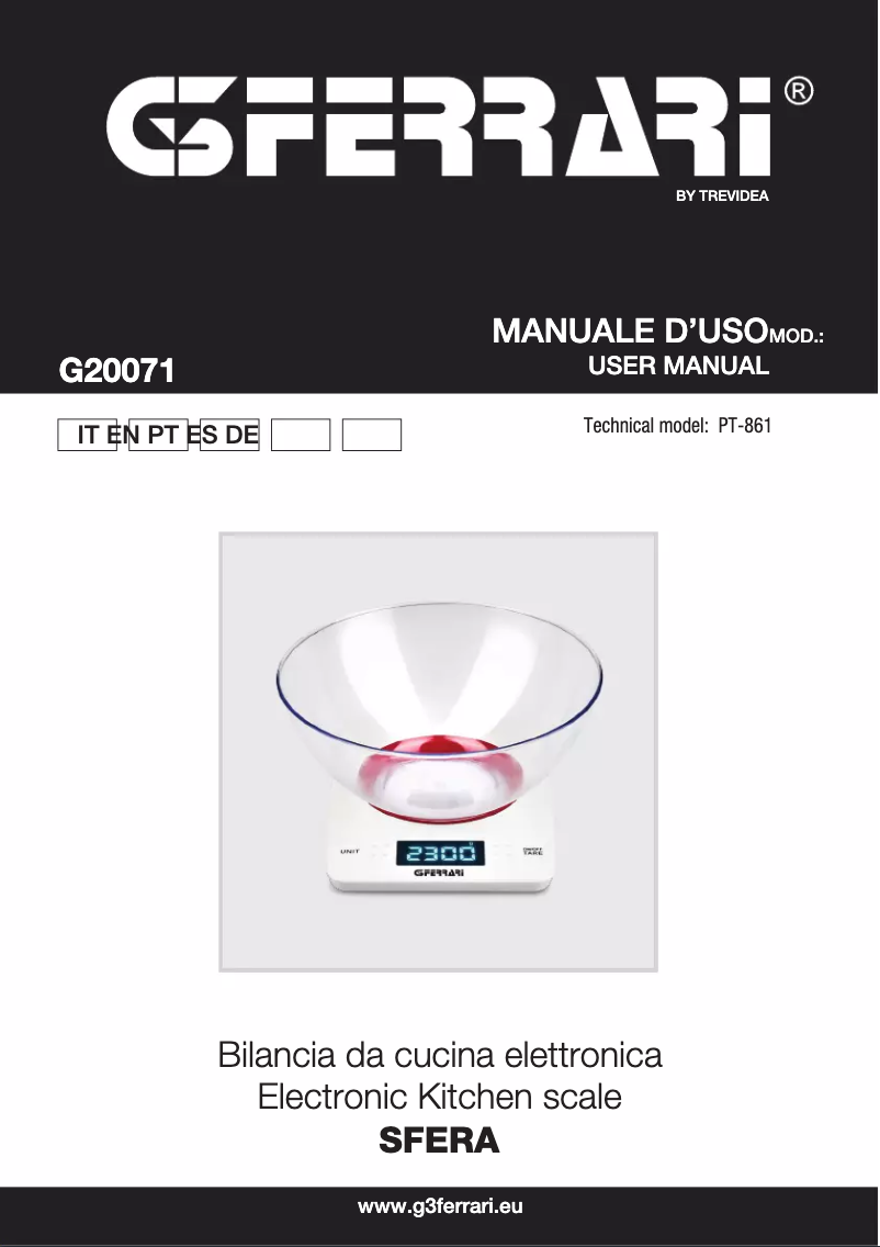 Page 1 de la notice Manuel utilisateur G3 Ferrari Sfera G20071