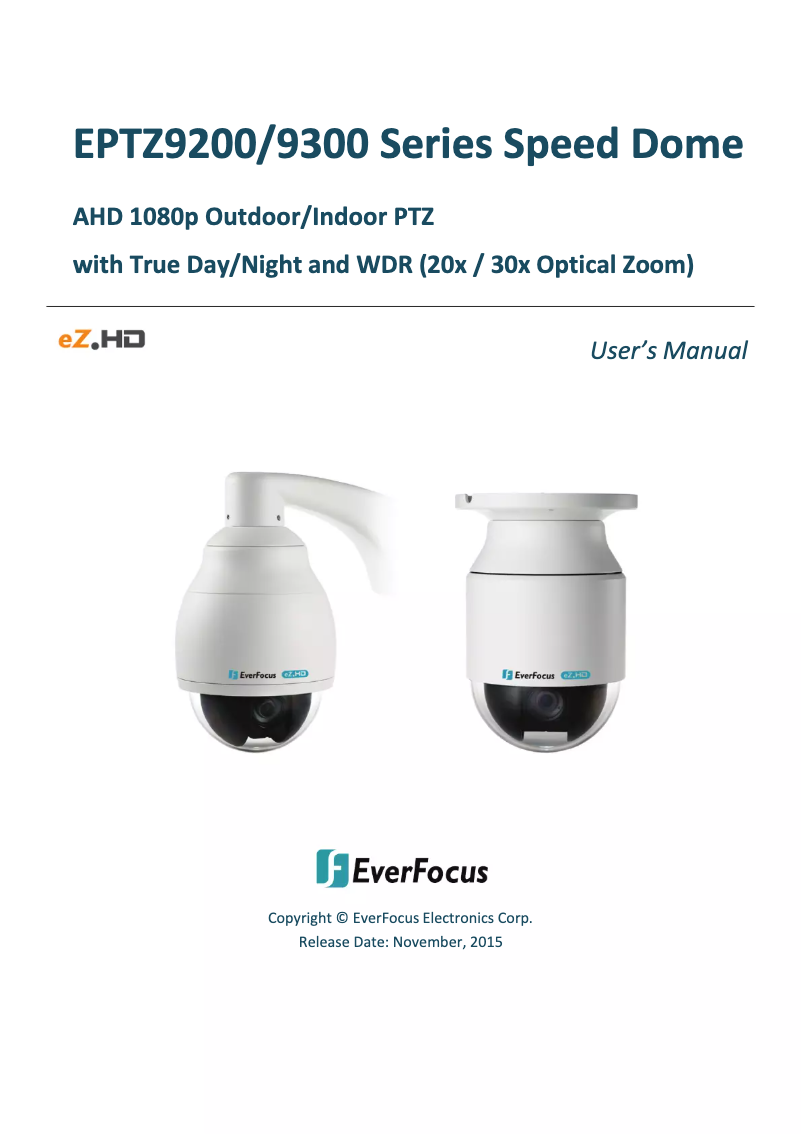 Page 1 of the manual User Manual EverFocus EPTZ9300