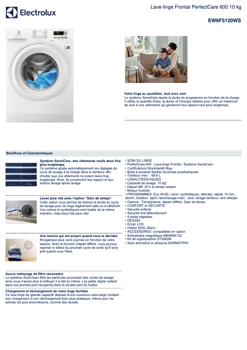 First page image of the manual for EW6F5120WS