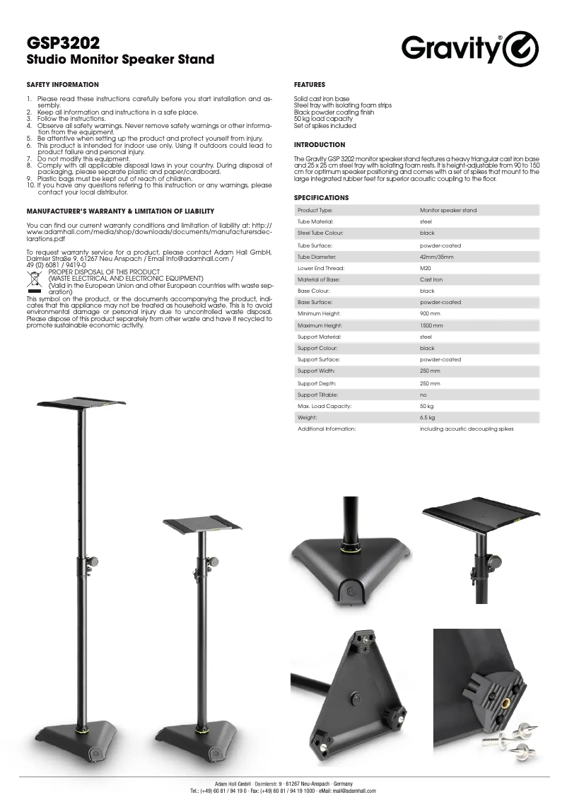 First page image of the manual for SP 3202