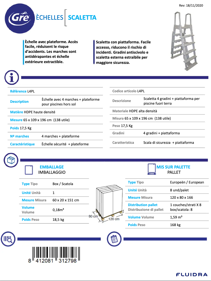 Page 1 of the manual Technical Sheet Gre L4PL