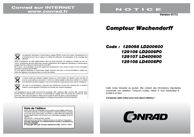 First page image of the manual for LD2006P0