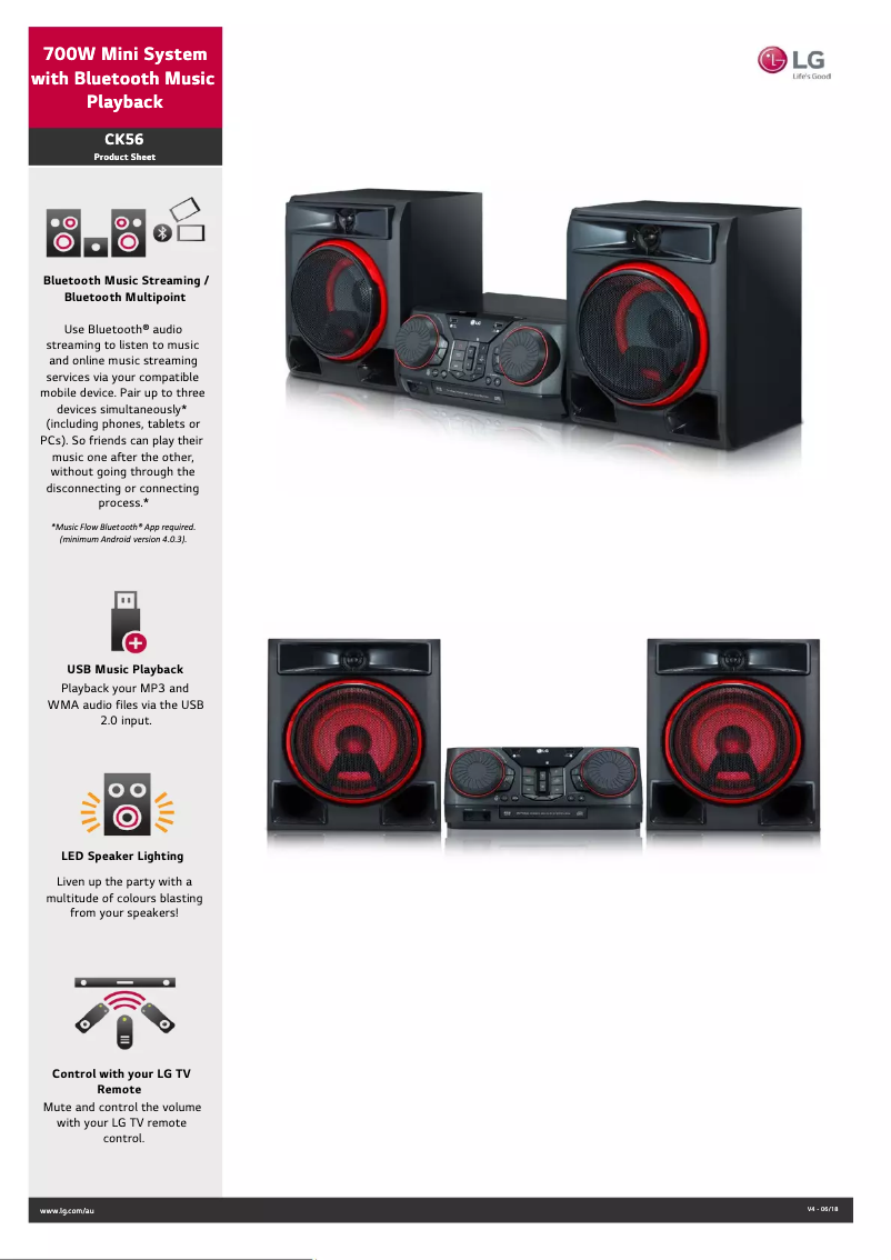 Page 1 of the manual Technical Sheet LG CK56