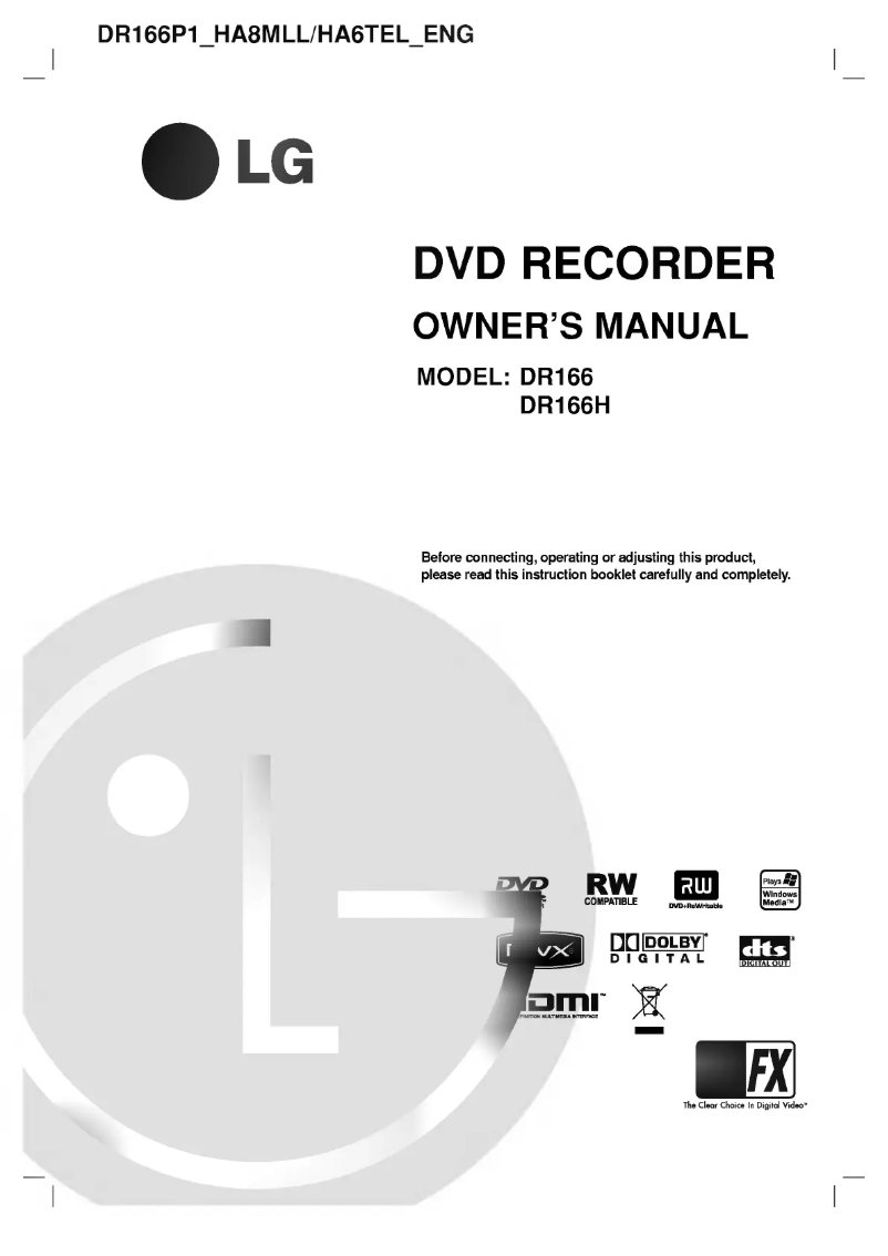 Page 1 of the manual User Manual LG DR166
