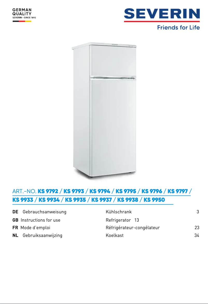 First page image of the manual for KS 9950