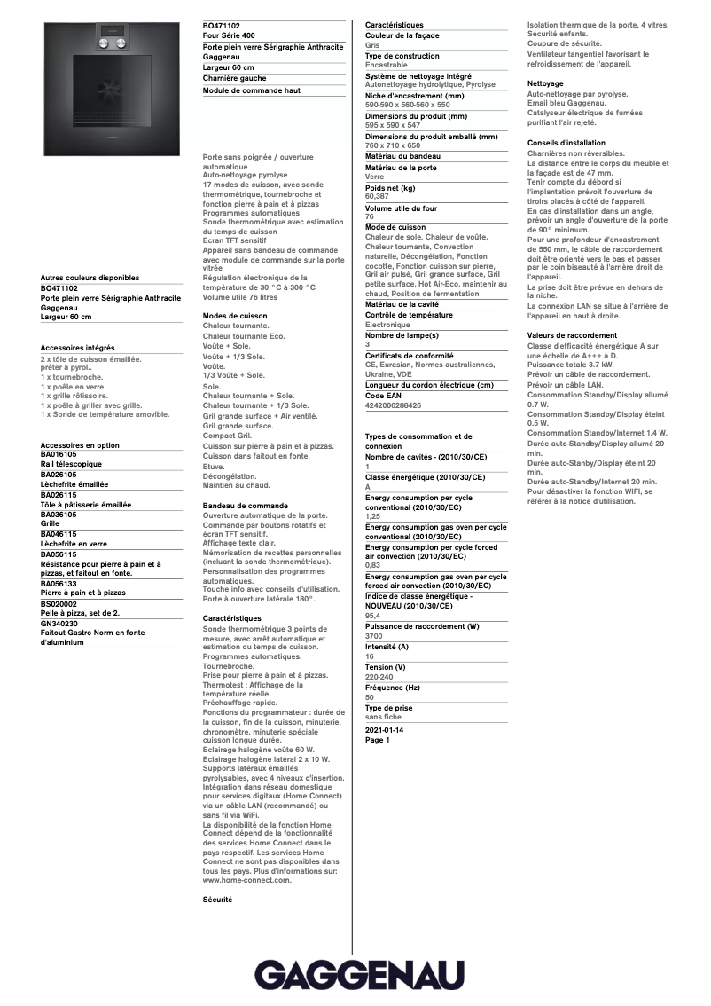 First page image of the manual for BO471102