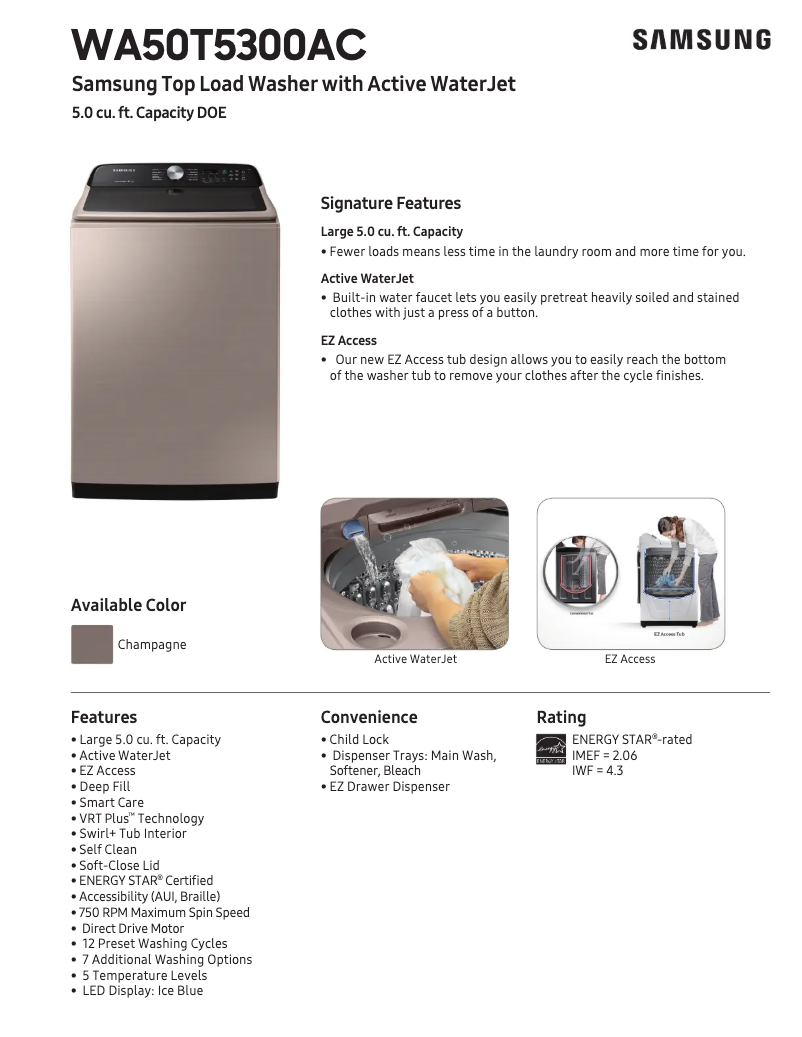 First page image of the manual for WA50T5300AC/US