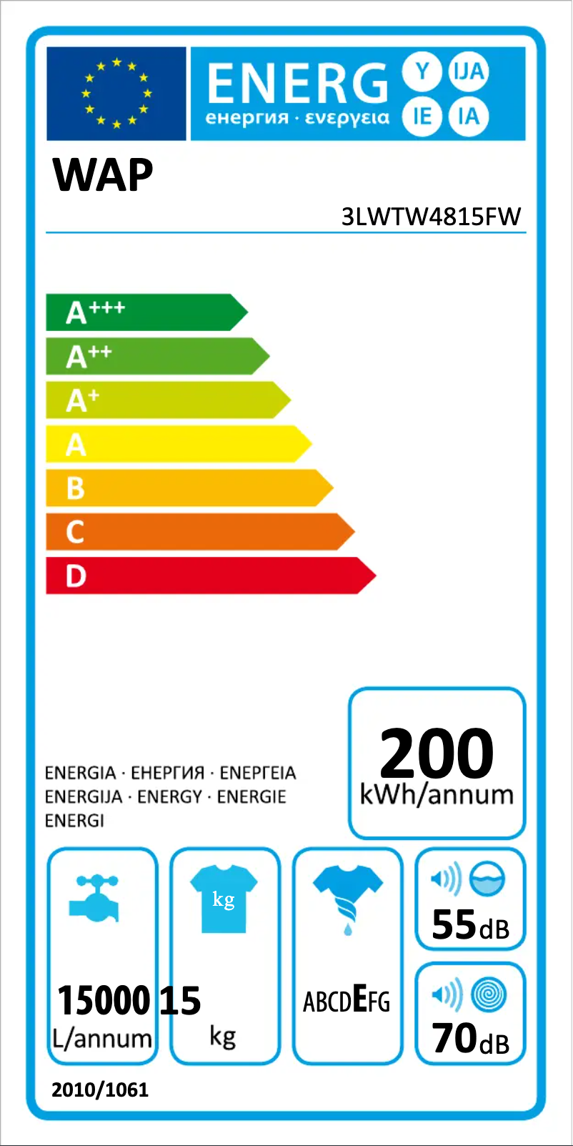 Page 1 of the manual Energy Label Whirlpool 3LWTW4815FW