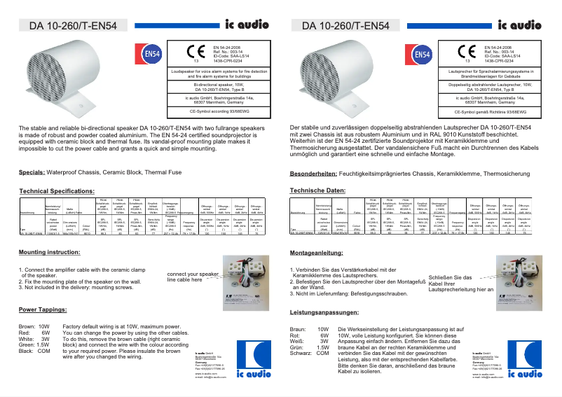 Page 1 of the manual User Manual Monacor DA-10-260/T