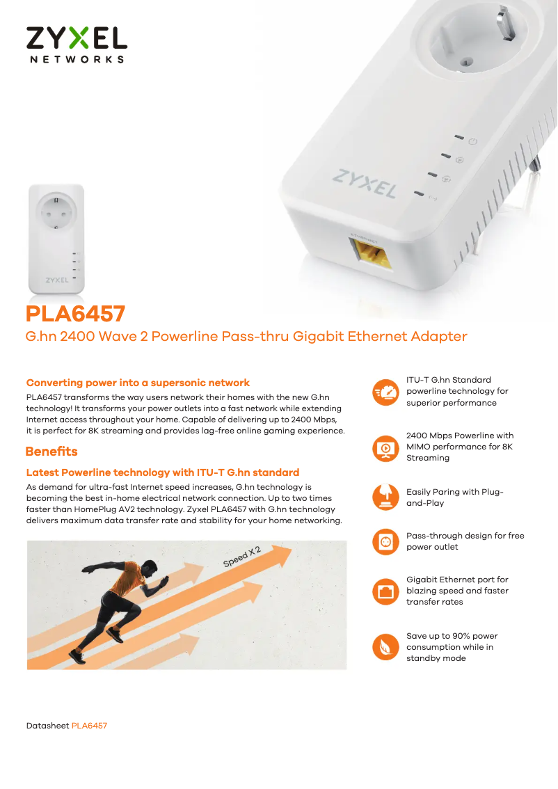 Page 1 de la notice Fiche technique ZyXEL PLA6457
