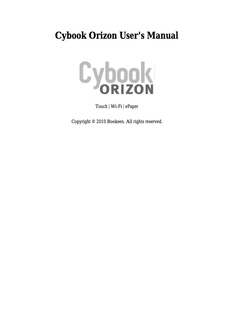 First page image of the manual for Cybok Orizon