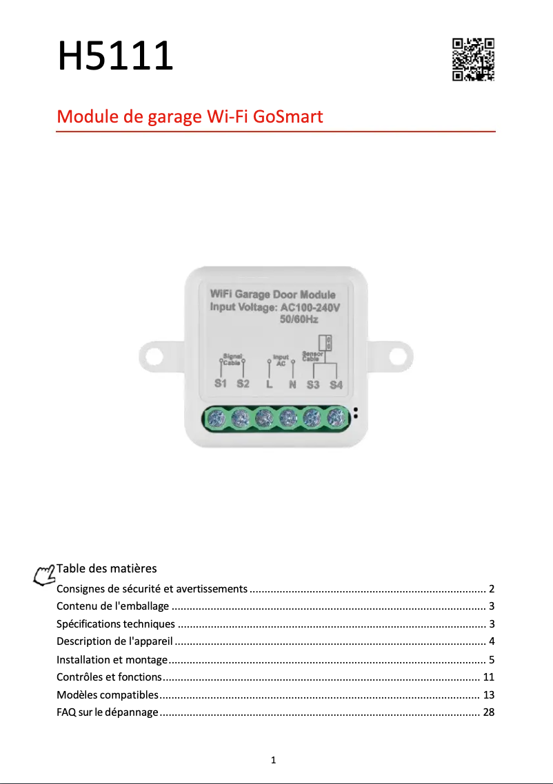 First page image of the manual for H5111