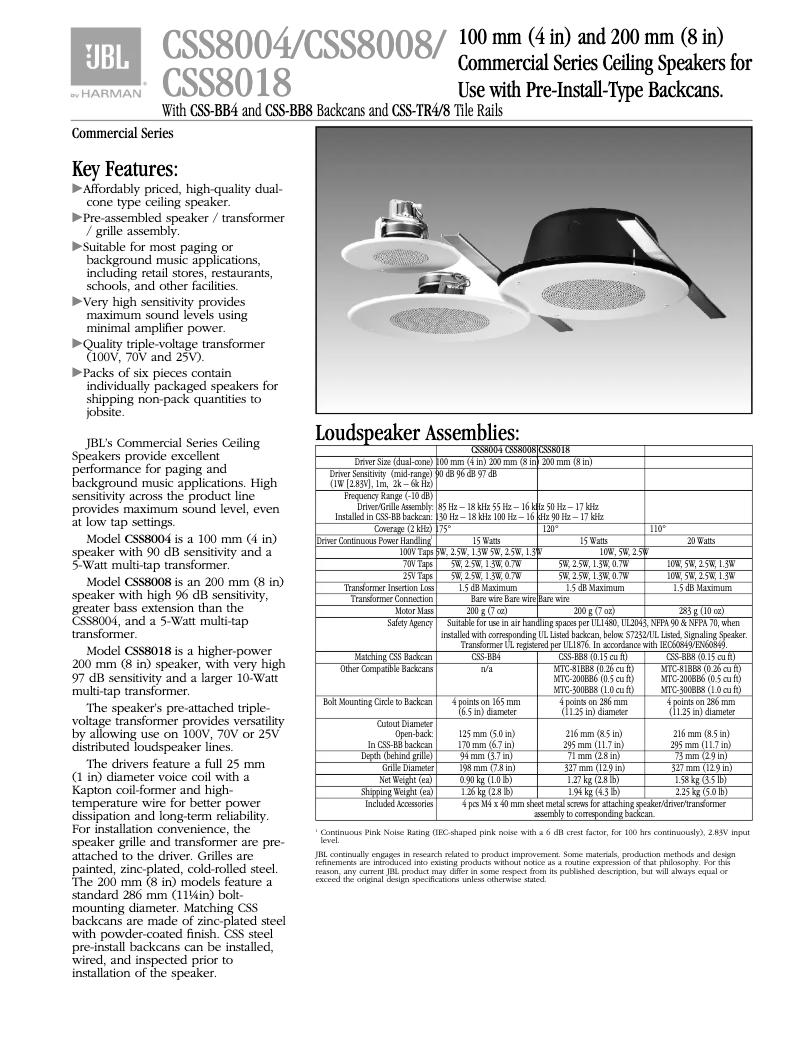 First page image of the manual for CSS8008