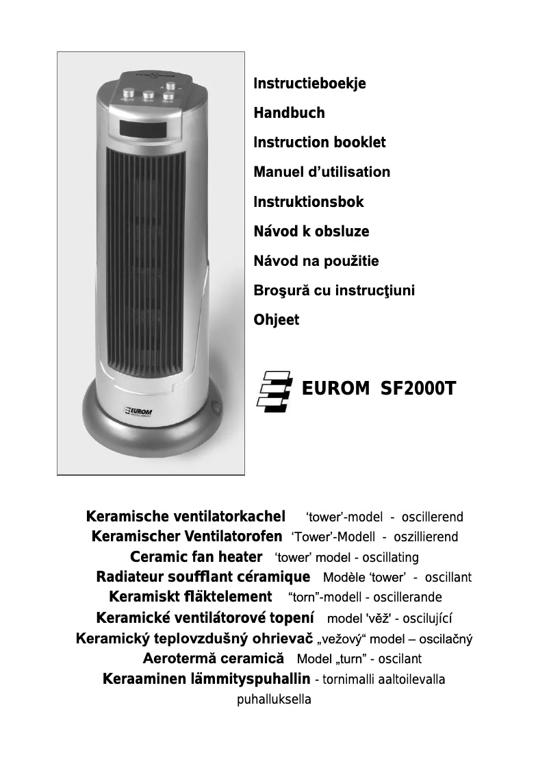 Page 1 of the manual User Manual Eurom SF2000T