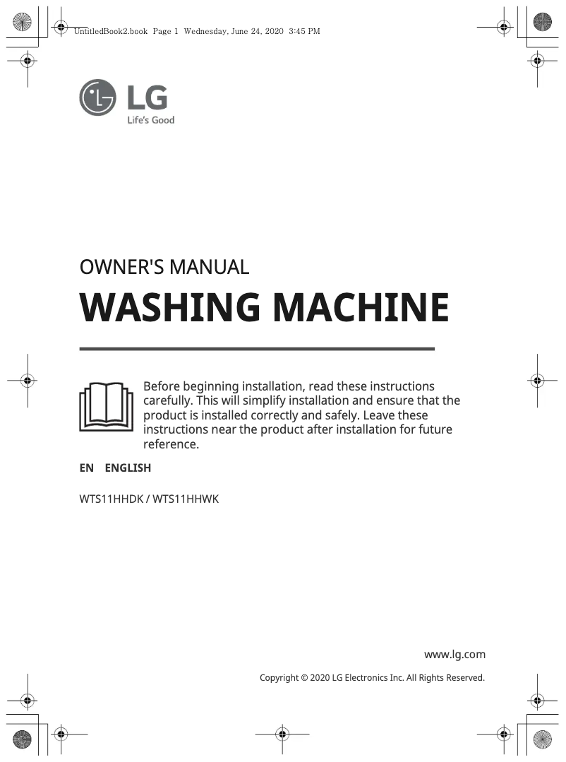 Page 1 of the manual User Manual LG WTS11HHDK