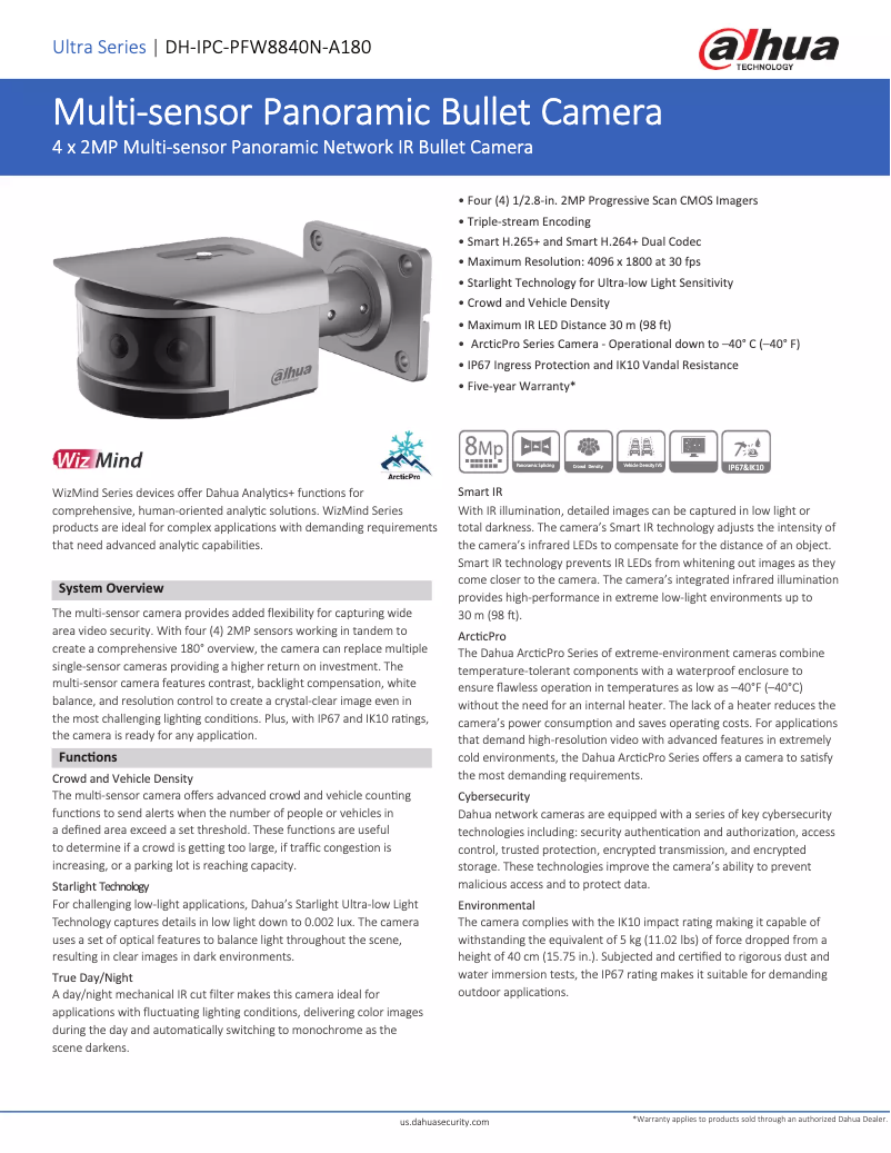 Page 1 of the manual Technical Sheet Dahua Technology DH-IPC-PFW8840N-A180