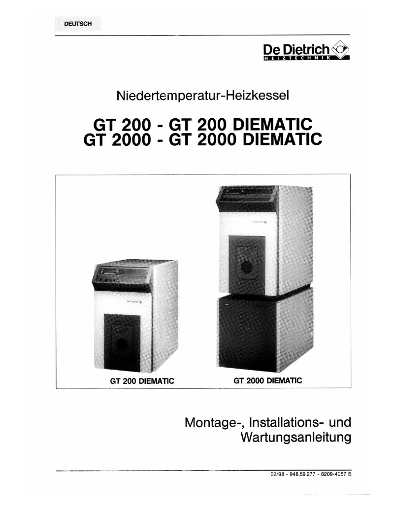 Page 1 of the manual User Manual De Dietrich GT2000