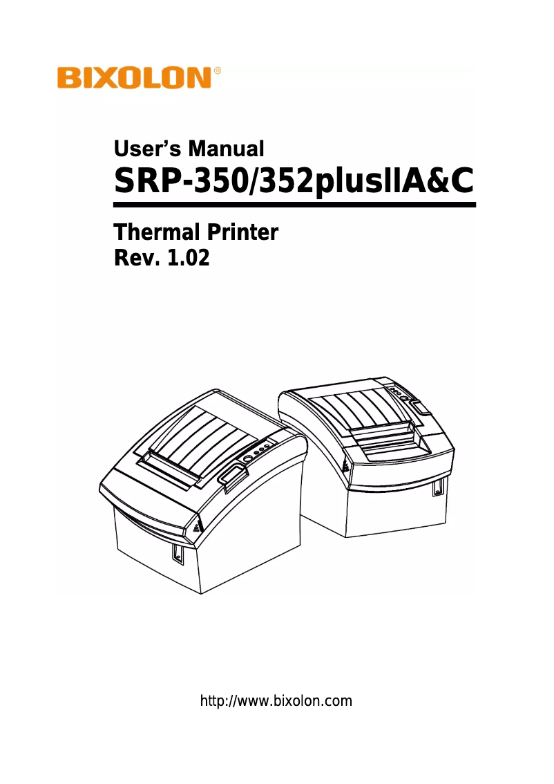 Page 1 of the manual User Manual Bixolon SRP-352plusII