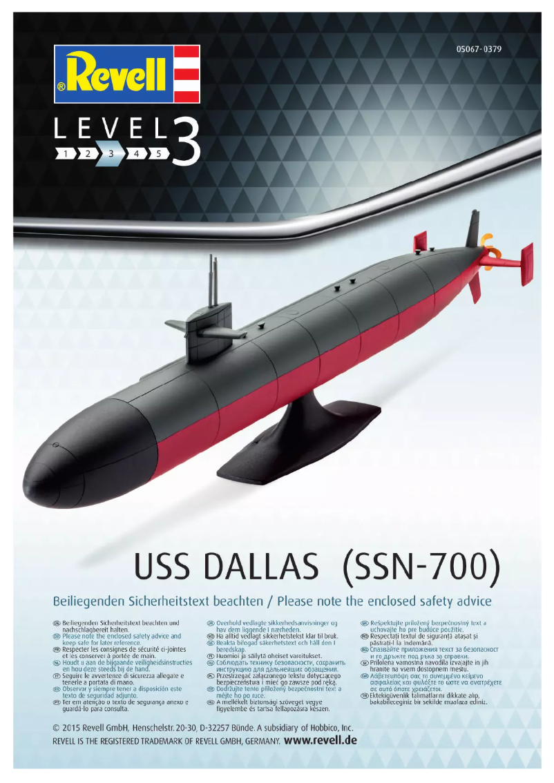 Page 1 of the manual User Manual Revell USS Dallas (SSN-700)
