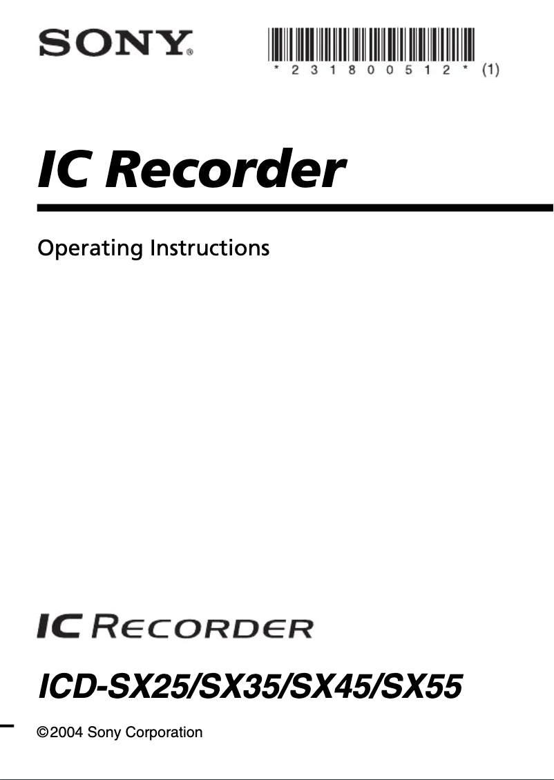 First page image of the manual for ICD-SX45