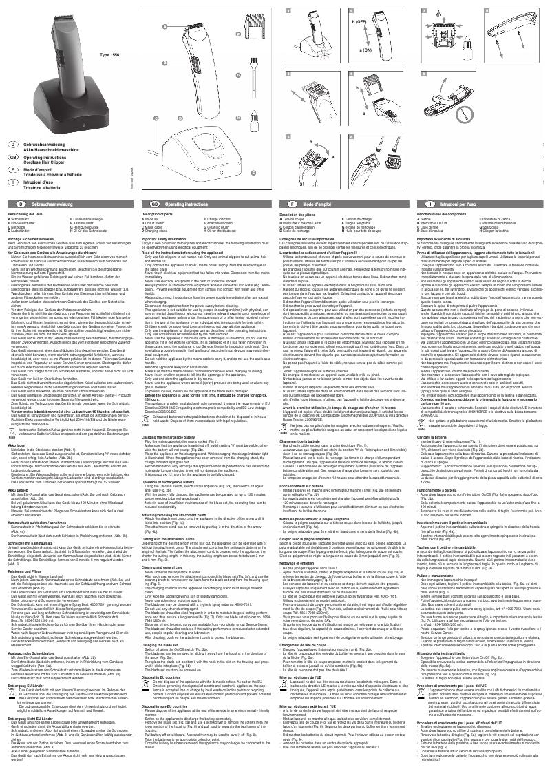 First page image of the manual for 1556