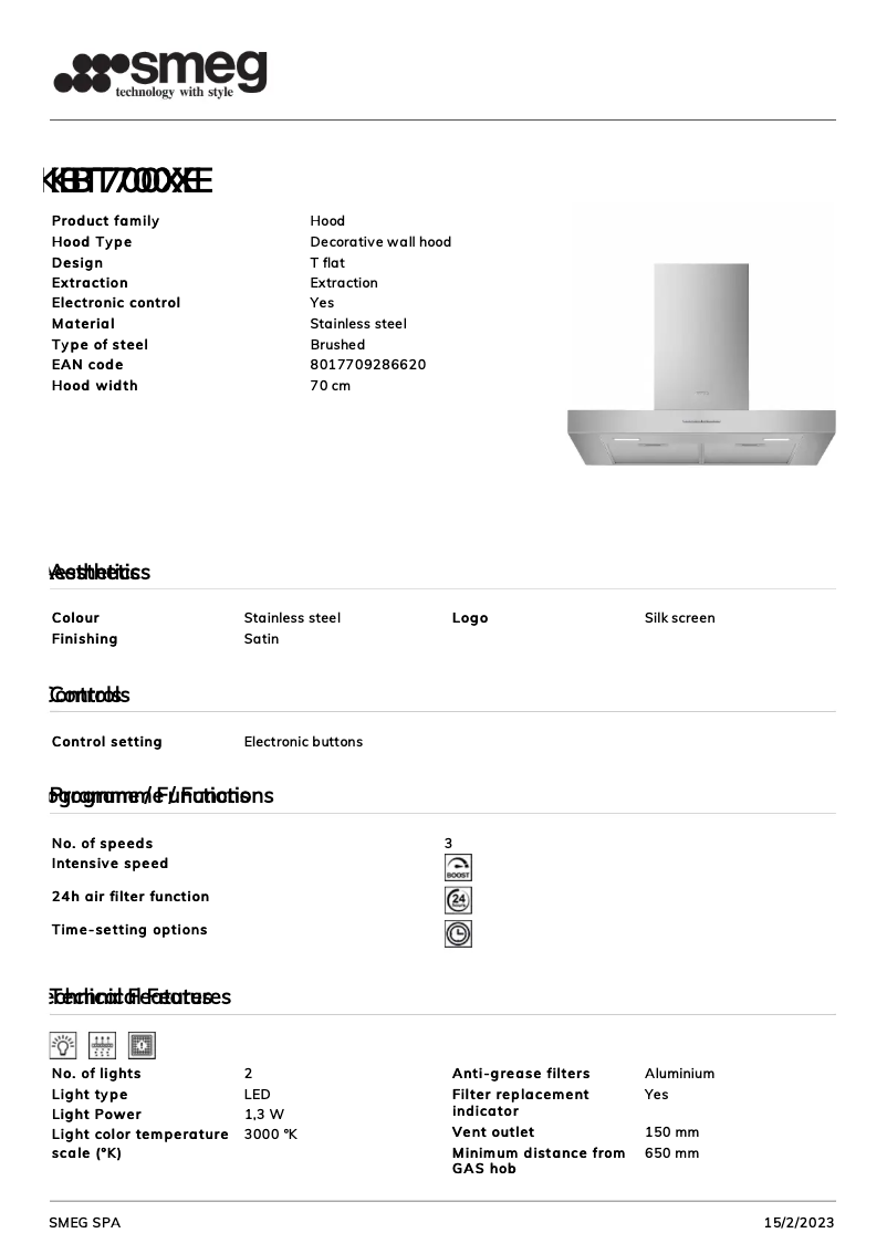 Page 1 of the manual Brochure Smeg KBT700XE
