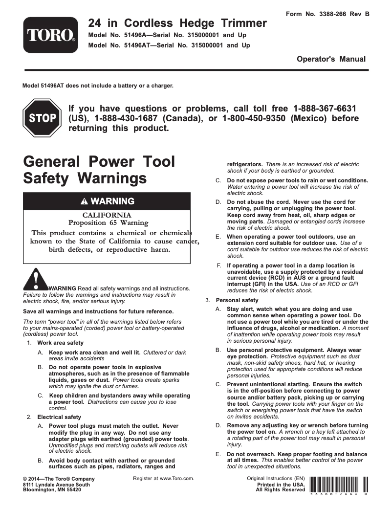 First page image of the manual for 51498T