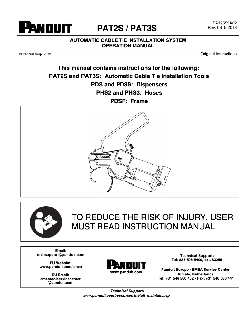 Page 1 of the manual User Manual Panduit PAT3S