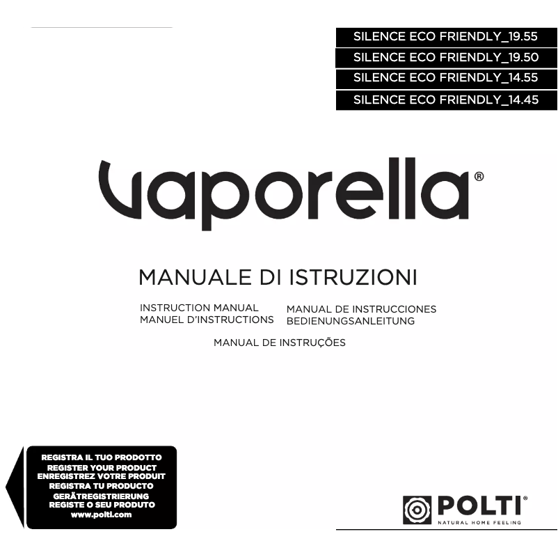 First page image of the manual for Vaporella Silence ECO Friendly 14.55