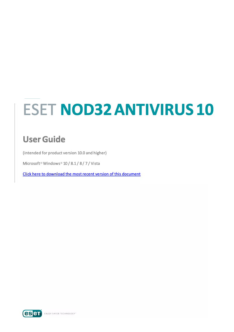 Page 1 de la notice Manuel utilisateur ESET NOD32 Antivirus 2017