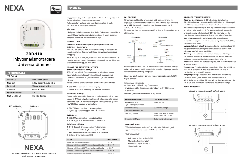 Page 1 of the manual User Manual Nexa ZBD-110