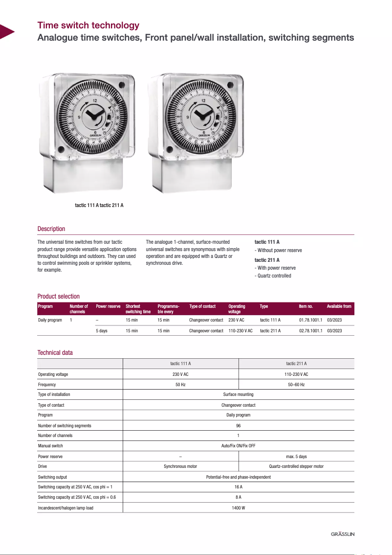 First page image of the manual for tactic 211 A