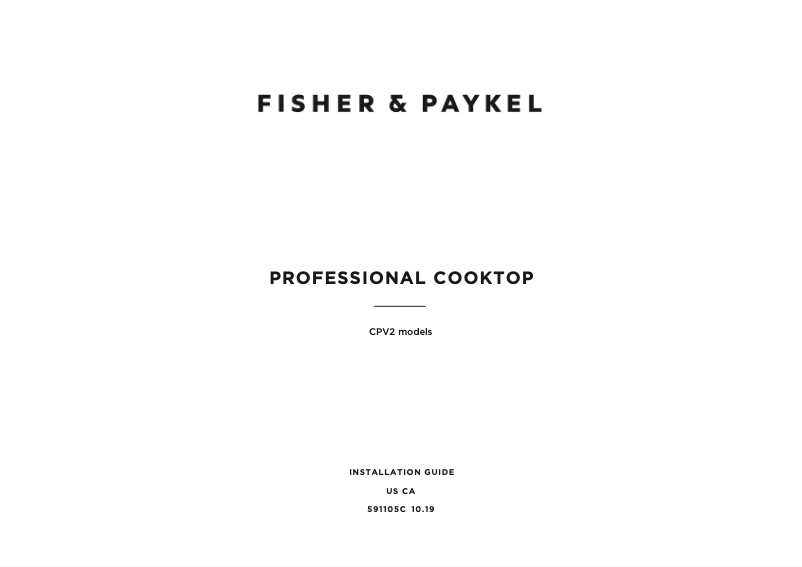 Page 1 of the manual Installation Guide Fisher & Paykel CPV2-485GDL