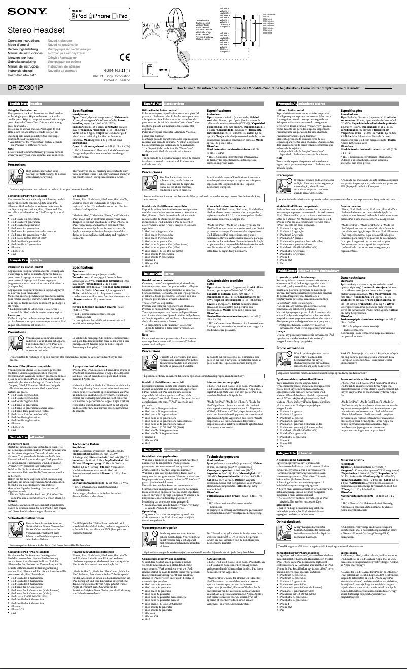 Page 1 of the manual User Manual Sony DR-ZX301IPW