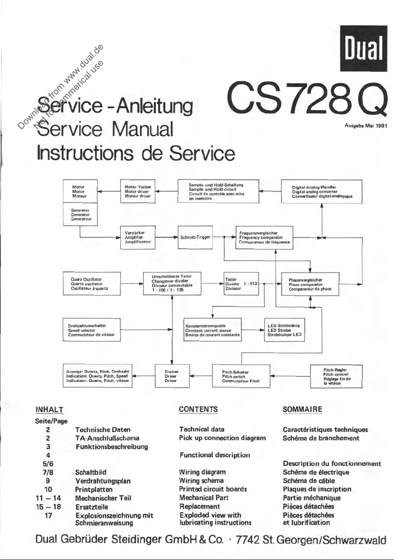 Page 1 of the manual User Manual Dual CS 728 Q