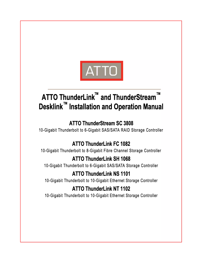 Page 1 of the manual User Manual Atto ThunderLink NS 1101