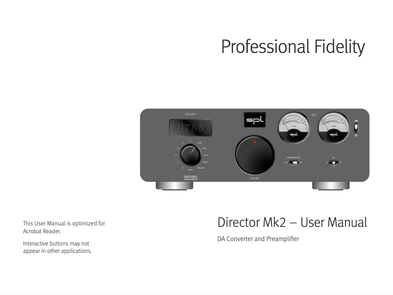 Page 1 of the manual User Manual SPL Director mk2